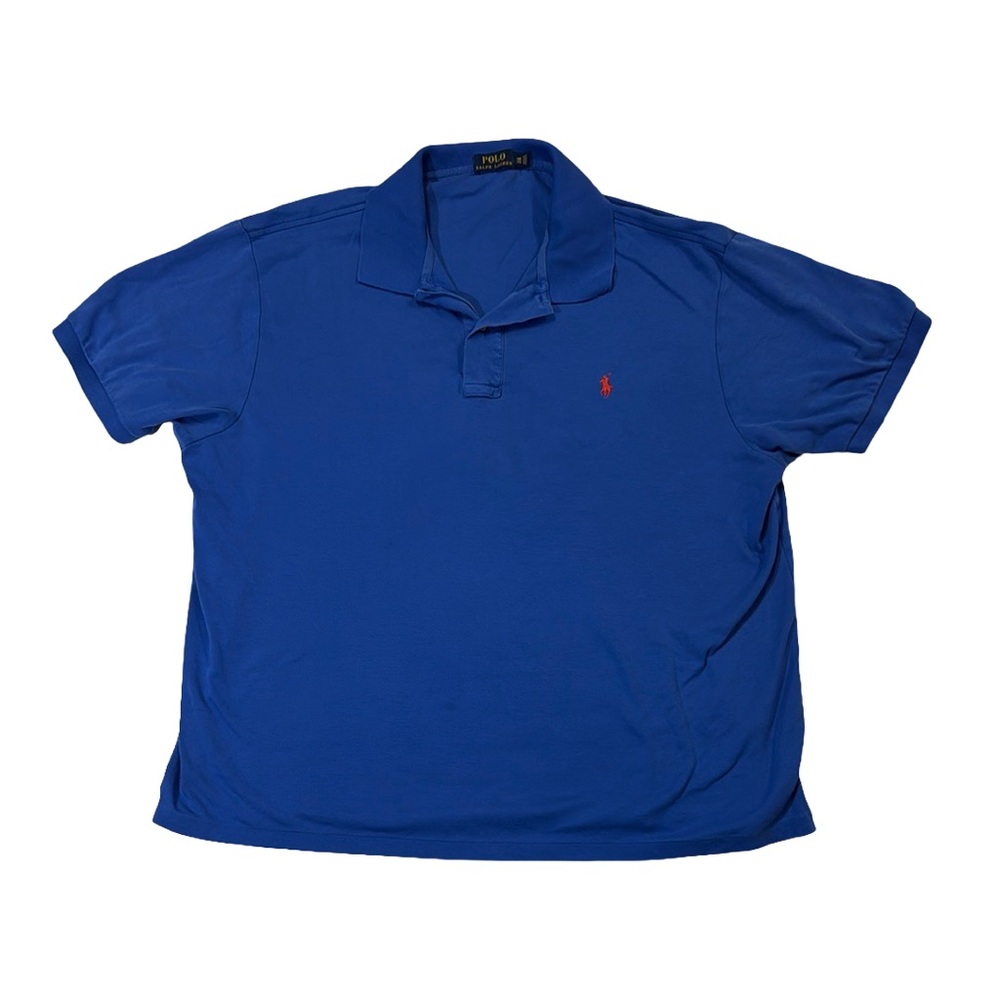 Polo Ralph Lauren mens 2XB Big blue solid soft cotton polo shirt EUC